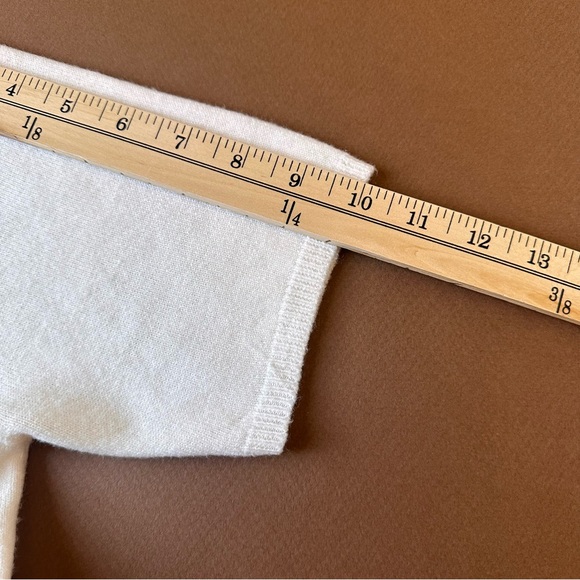 Vintage Cream Short Sleeve Mock-Neck Cottagecore Sweater Drop Stitch Cable Knit - Picture 10 of 11